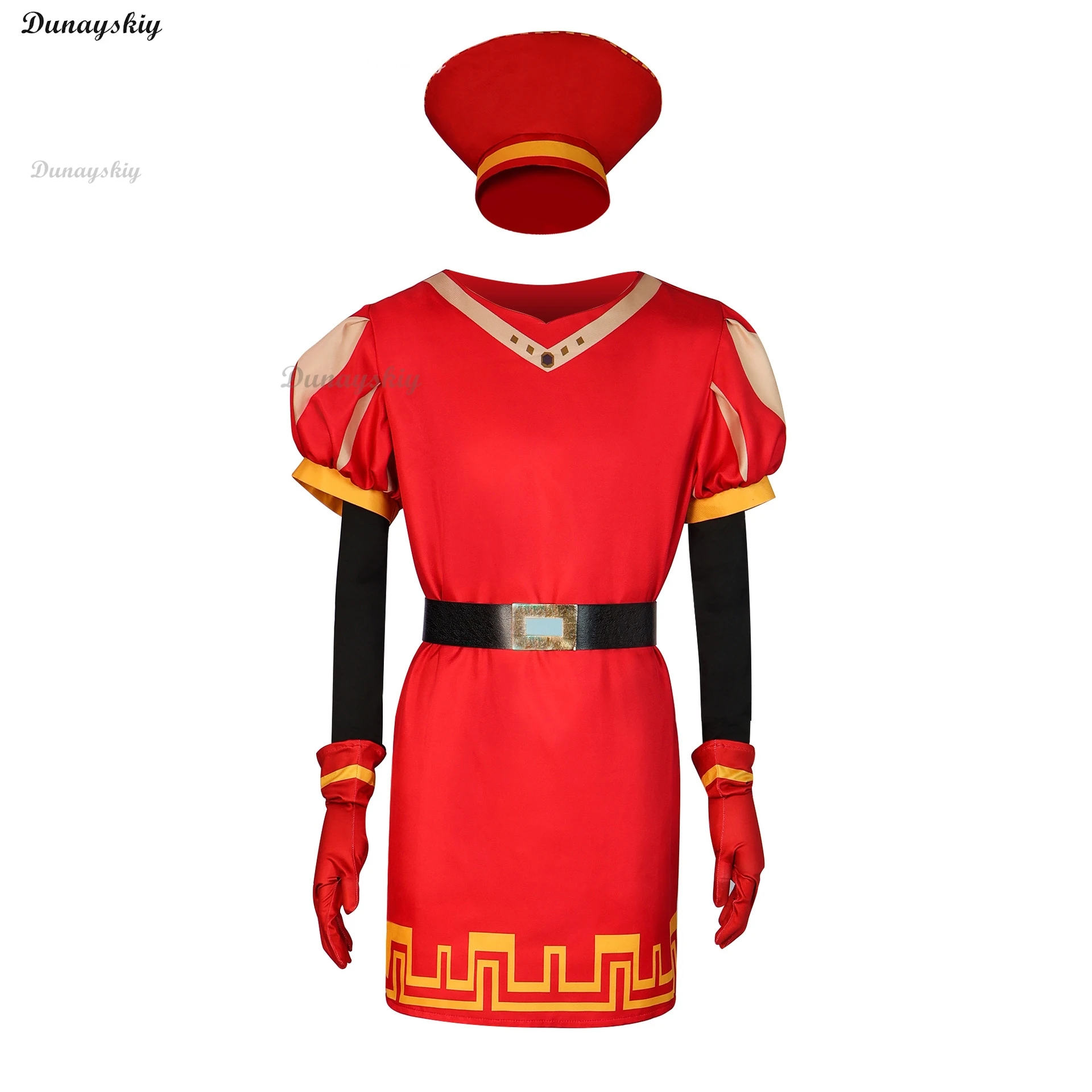 Lord Farquaad Cosplay Anime Costume Uniform Cloak Glove Hat Set Medieval Cosplay Halloween Party Red Outfit for Kid Women Men