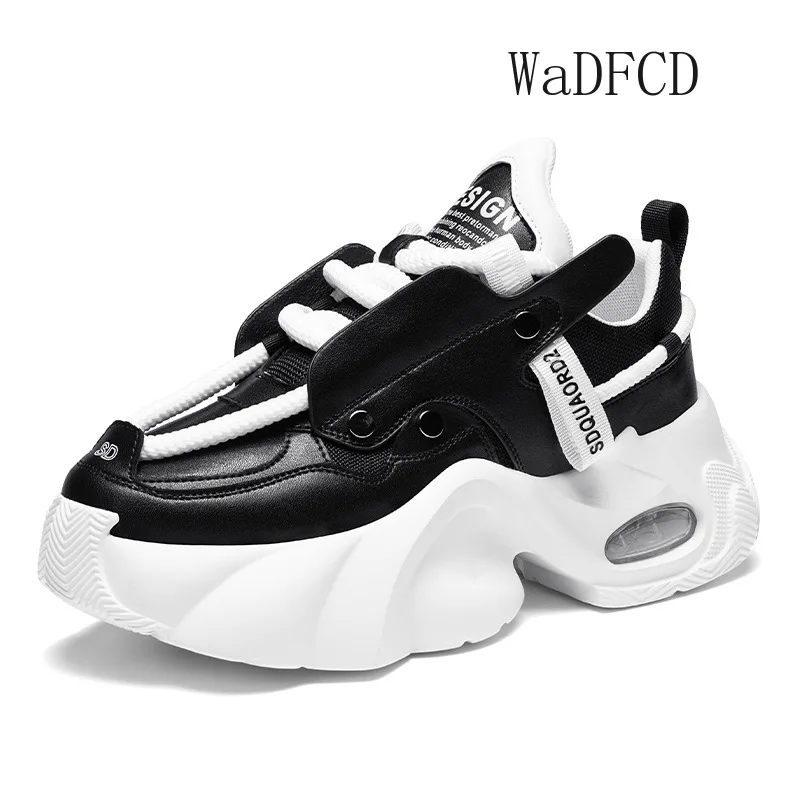 

Chunky Sneaker Men Designer Sport Shoes Fashion Casual Microfiber Leather Fabric Breathable Height Increased Flat Platform Shoes