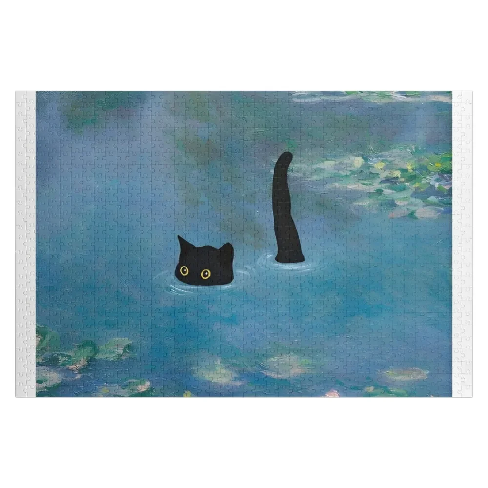 Cat Print Monet Waterlily Jigsaw Puzzle Personalised Jigsaw Custom Wood Puzzle