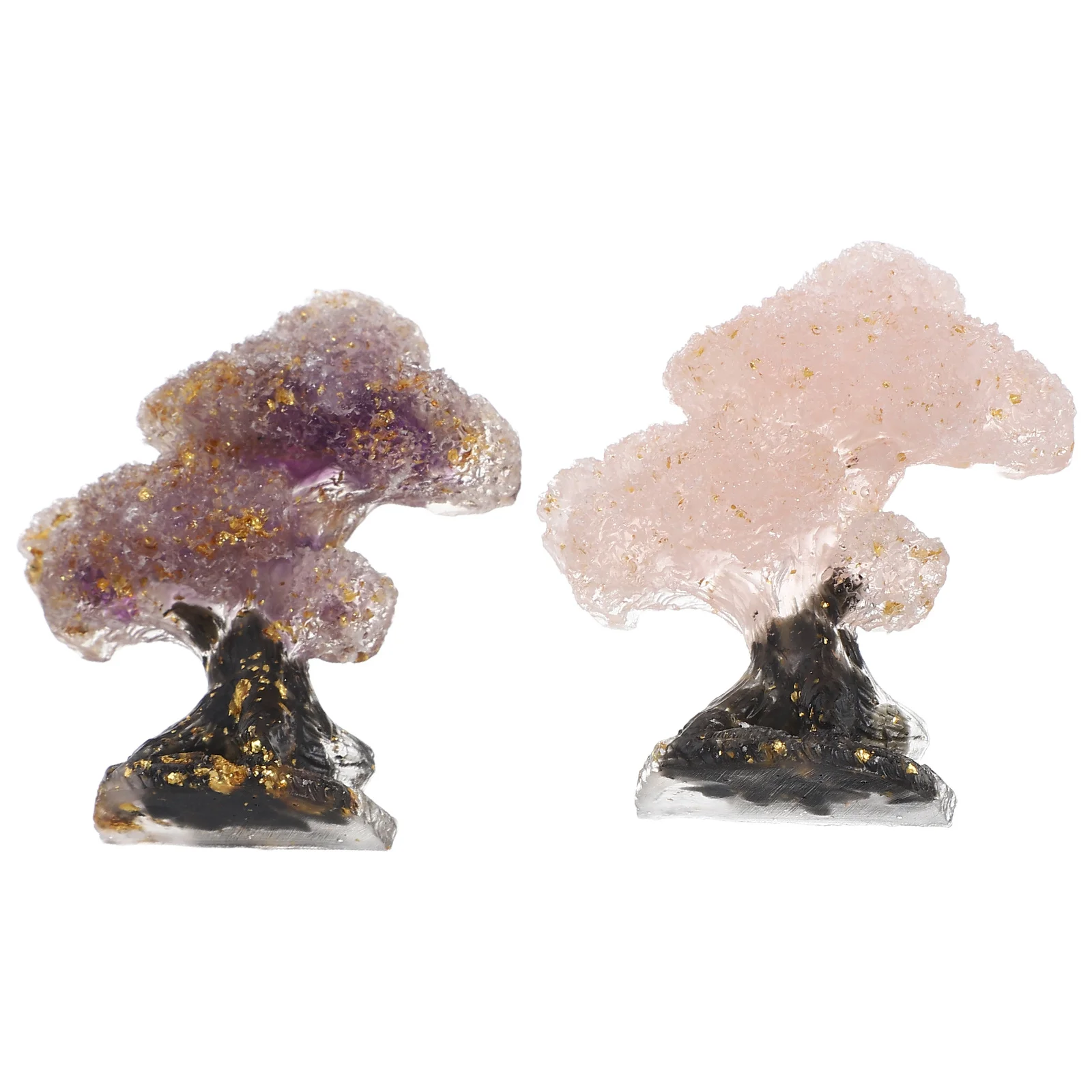 

2Pcs Crystal Maple Tree Ornaments Natural Autumn Colors Desktop Decor Office Desk Ornament Creative Crystal Tree