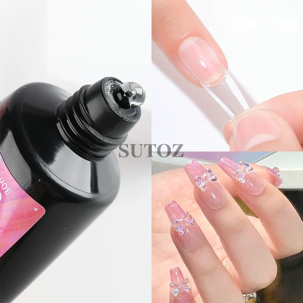 15/30ml Nail Tips Gel False Nails Transparent Gel Polish UV Glue Quick Extenion Rhinestones Adhesive Tools For Manicure NTF-TP30