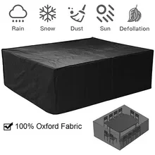 115 Sizes Furniture Waterproof Cover For Rattan Table Cube Chair Sofa Rain Garden Patio Protective Cover Black and Silver