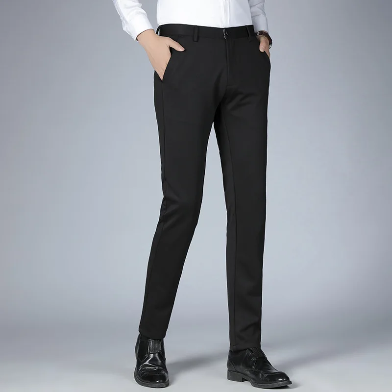 MRMT 2024 Brand New Men's Thick Velvet Men's Trousers Stretch Business Casual Pants Men's Straight Leg Trousers Long Pants