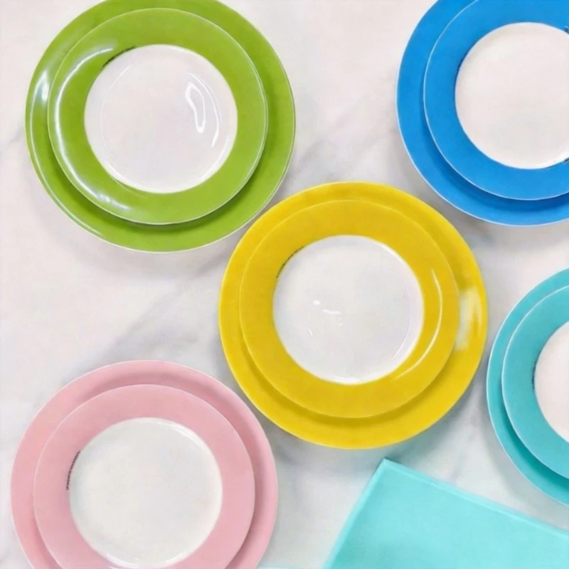 Simple And High-End 6-Color Western-Style Steak Plate Fashionable Bone China Hotel Serving 10-Inch Flat Plate