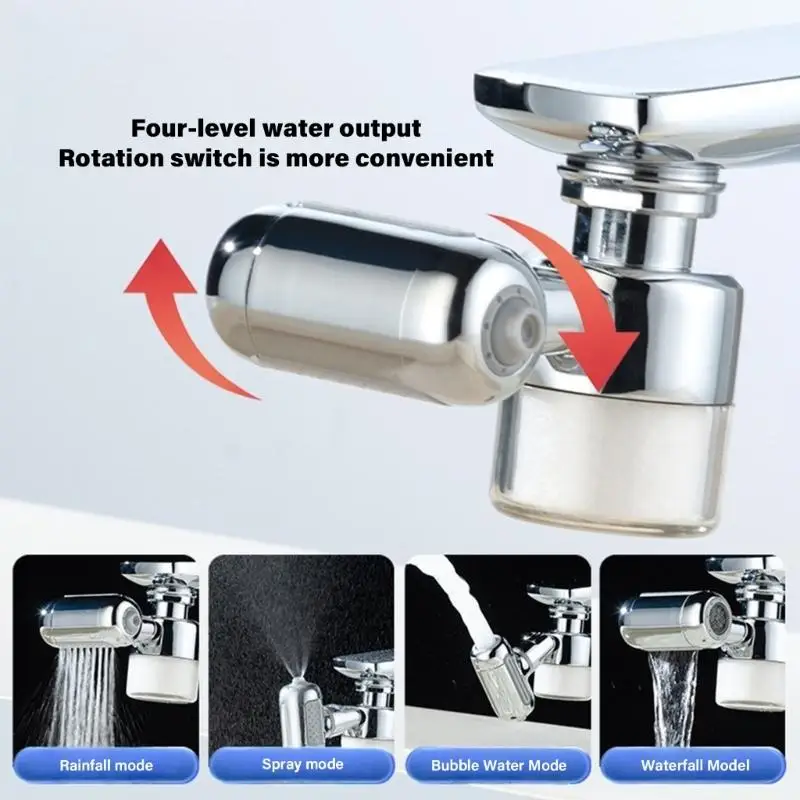 652F 4 In 1 Rotating Water Filter Tap Adapter Two Cartridges Water Saving Tap Aerator