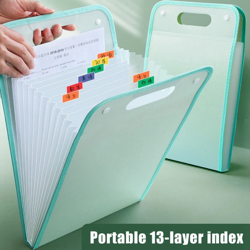 A4 Large Capacity Portable Organ Bag Folder Student Exam Paper Storage Bag 13 Layers Bill File Sorting Organizer Case
