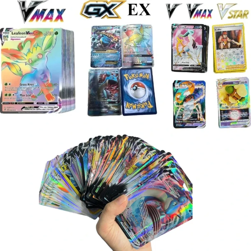 Cartes Pokémon Anglaises Populaires V Vstar Vmax GX Limitées Brillantes Arc-en-ciel Arceus Pikachu Charizard Cartes à Jouer Holographiques Cadeau pour Enfants