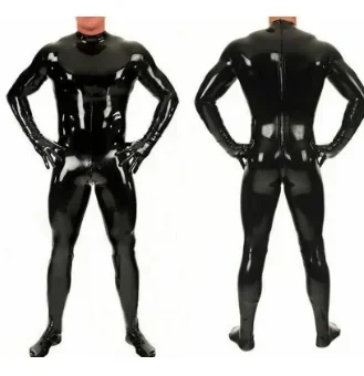 New Latex Bodysuit Rubber Gummi Catsuit Ganzanzug Halloween Fashion club gloves Cosplay Suit