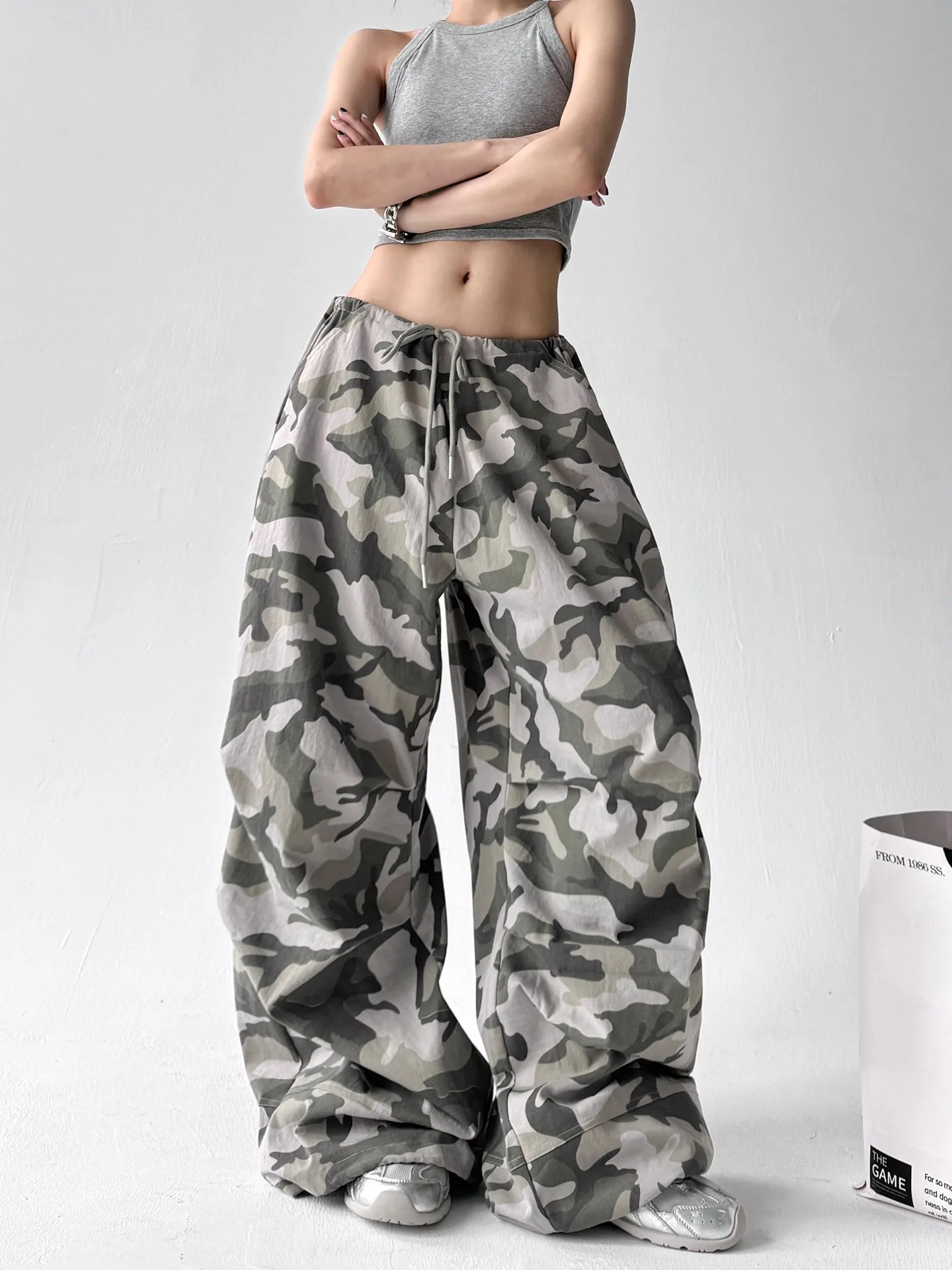 بنطال ذو قصة أرجل واسعة كحلي للنساء للخريف من الشنيل مقاس كبير حضري بسيط محبوك للكبار بنطال Altgoth رقيق فريد وبسيط