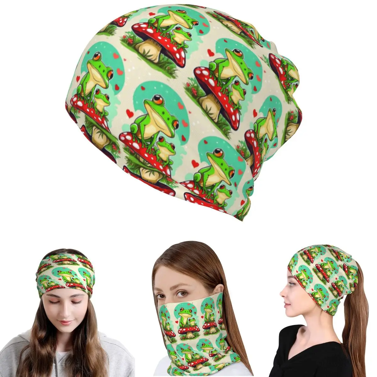 

Cartoon Jungle Frogs Bandana Neck Gaiter Face Scarf Warm Headwear Beanies Hat Unisex Adult Breathable