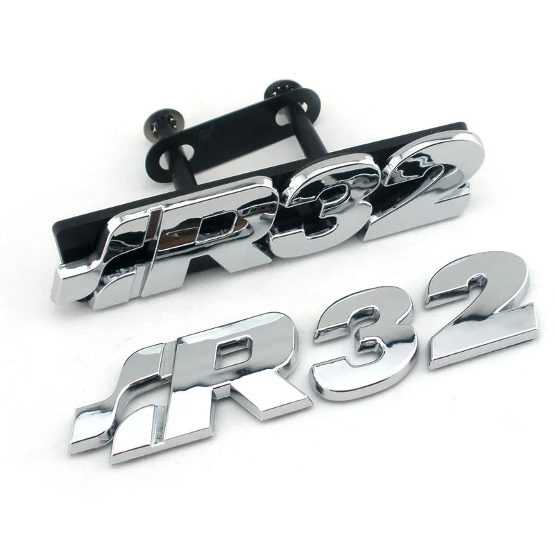 

3D Golf R32 Chrome Front Grill Badge Emblem GOLF TDI R 3.2L V6 Rear Boot Tailgate Badge logo for VW Golf MK4 MK5