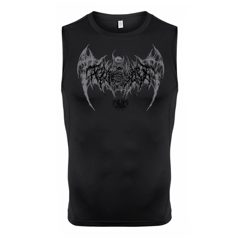 Ärmelloses Kompressionsshirt mit Totenkopf-Flügel-Print für Herren, sportliche, schnell trocknende Tanktops, Fitness-Workout-Lauf-Baselayers, Unterhemden – Detail 21
