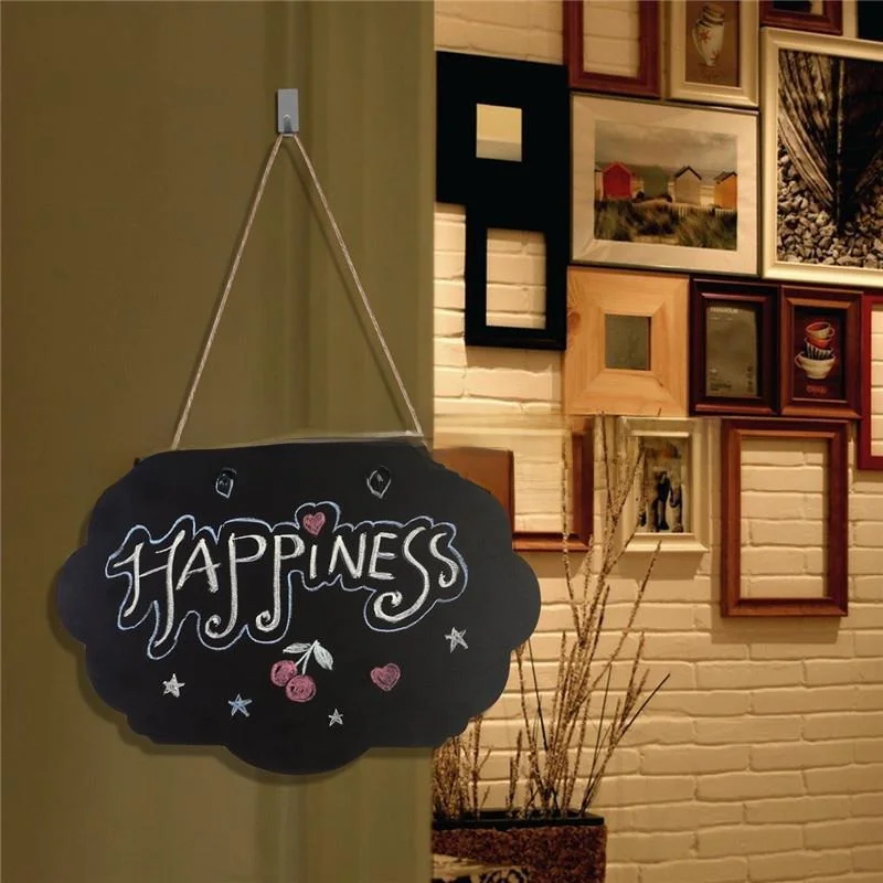 Double-Sided Blackboard Hanging Ornament Craftsmanship Creative Identification Plate Home Decoration Door Plate DIY Board Wri...