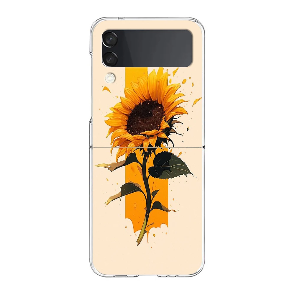 Жесткий поликарбонатный чехол Sunflower для телефона Samsung Galaxy Z Flip 5 4 3, Прозрачный чехол для Galaxy Z Flip 6, складные противоударные Чехлы, сумка