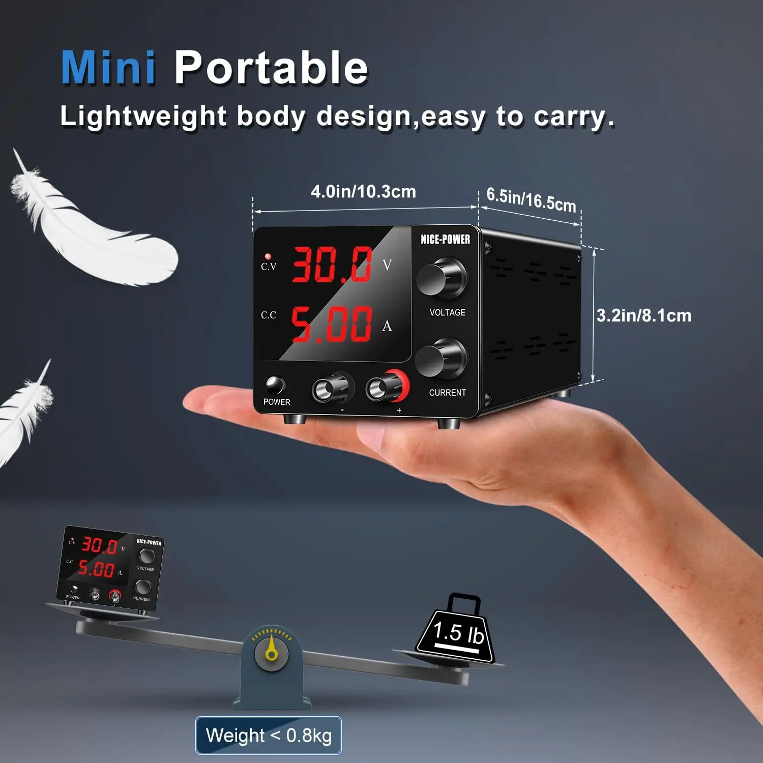 NICE-POWER 30V5A 150W Mini Bench Power Supply With Encoder For Repair Charging Aging Test, Adjustable Source Voltage Regulator