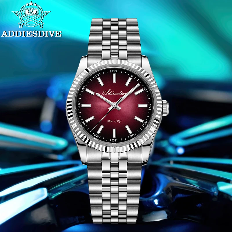 

ADDIESDIVE Men Watch Sapphire 36mm New Quartz Wristwatch AD2073 Sunburst Dial Dive 100m Waterproof BGW9 Luminous Watch for Men