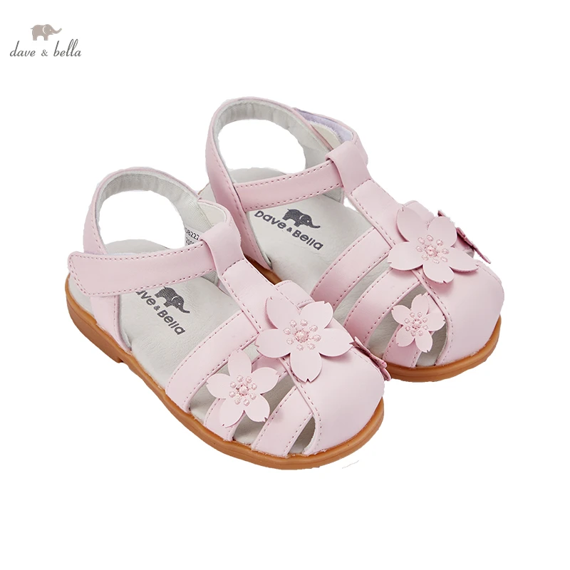 DB2222602  Dave Bella summer fashion baby girls floral appliques shoes cute children girl brand shoes