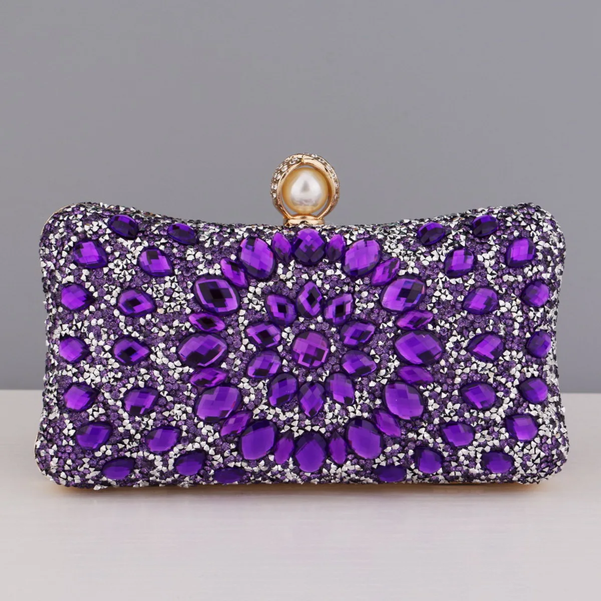 Full Diamonds Evening Bags Acrylic Flower Rhinestones Clutch Bags Metal Pearl Luxury Prom Wedding Dinner Handbags