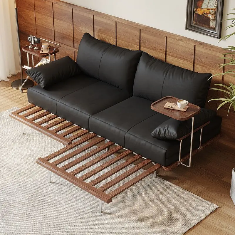 Cream ash wood sofa bed folding foldable dual-purpose living room retractable small apartment double multi-function