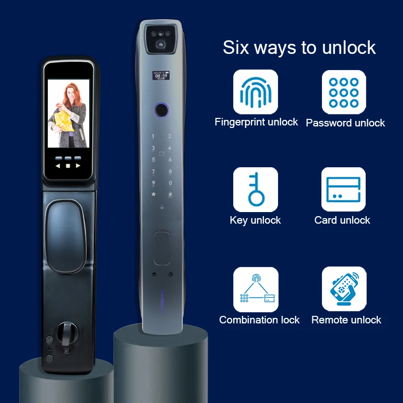 Imagem -03 - Smartdoorlock Digital Bloqueio Eletrônico Câmera de Segurança Monitor Biométrico Fingerprint Senha Desbloqueio Remoto