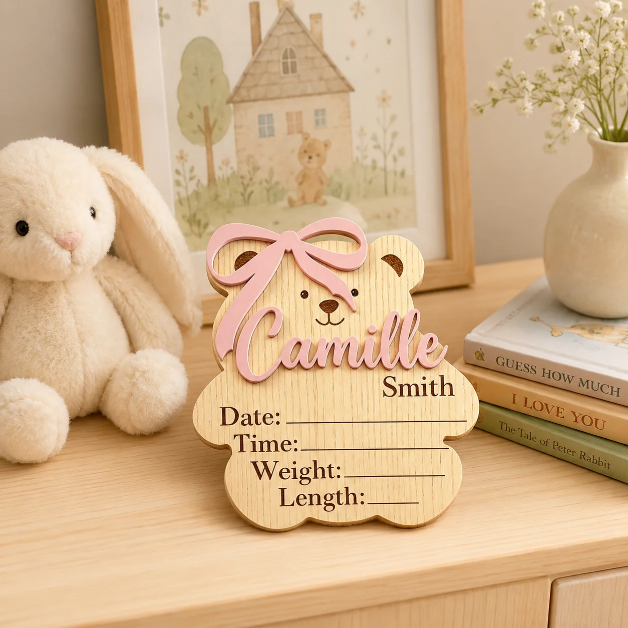 Plakat Nama Kayu Berbentuk Ber - Baby Nursery Keepsake ulasan dan harga