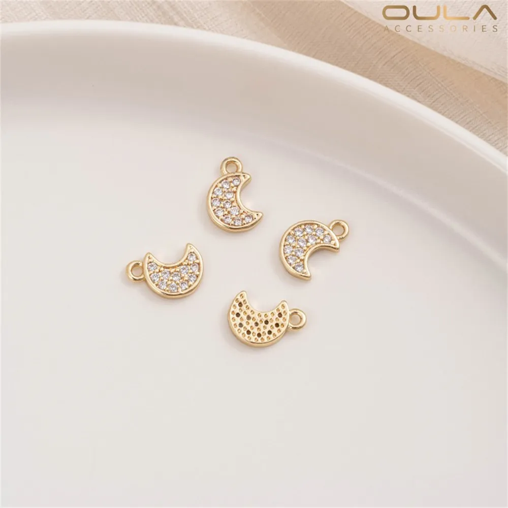 

1PCS 14K Gold-plated Micro-inlaid Zircon Star, Moon and Starlight Series Small Pendant Diy Bracelet, Earring Accessory Pendant