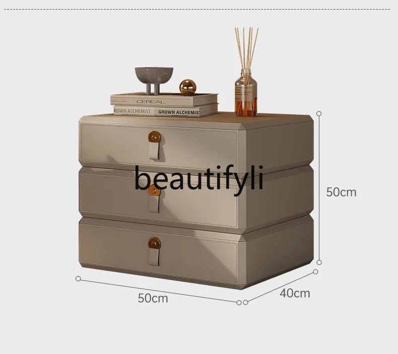 Light luxury high-end small bedside table solid wood bedside cabinet rotating creative storage locker