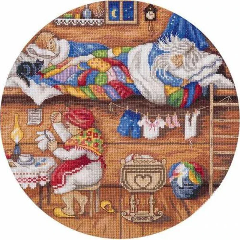 Amishop Top Quality Beautiful Lovely Counted Cross Stitch Kit Lovely Home Warm Family Sleeping Sewing PANNA SO-1838