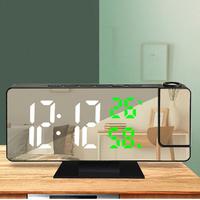 multi-functional projection alarm clock Intelligent luminous large screen Mirror Digital clock 180 Rotatable Projector for home