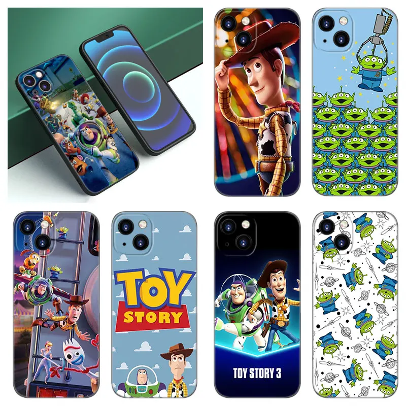 Черный силиконовый чехол TToy Story для Apple iPhone 12 13 Mini 11 14 15 Pro Max 7 8 Plus X XR XS SE 2020 2022