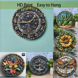 Hand - crafted Wooden Wall Clock with a Tree - themed Design. Ideal for Home or Office. Runs on AA Batteries.