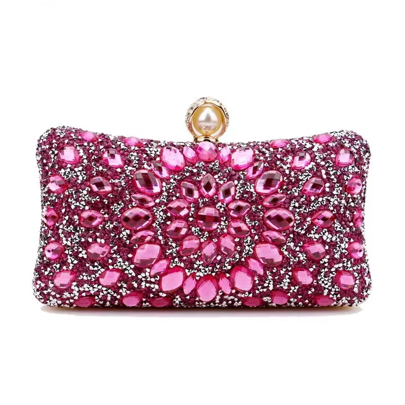 Colorful Stones Glitter Rhinestone Diamond Evening Bag Fashion Women's Handbag Wedding Party Clutch Purse Shoulder Messenger Bag
