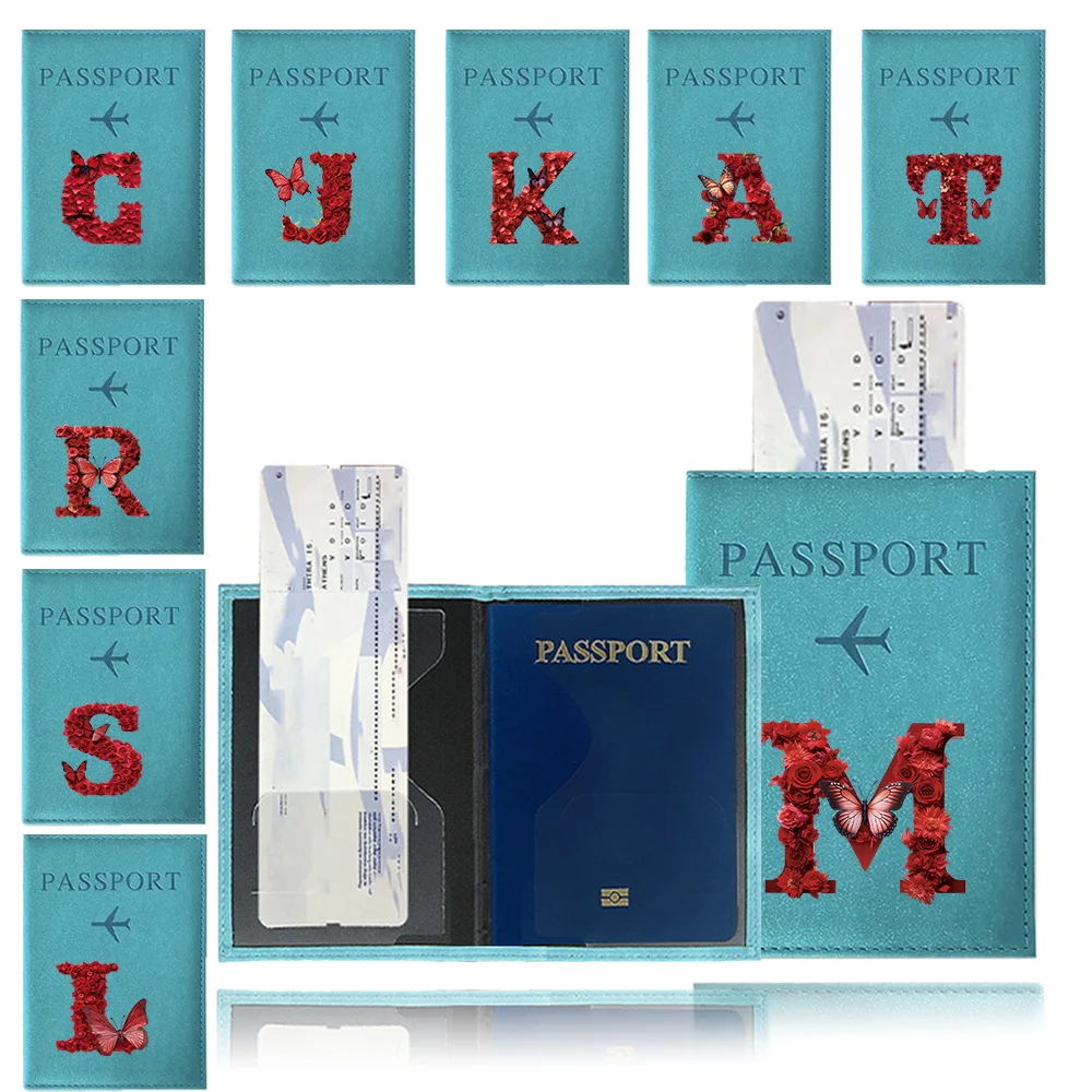 Passport Covers PU Leather Passport Holder UV Printing Red Rose Series Travel Accessories Ticket ID Card Holder Case