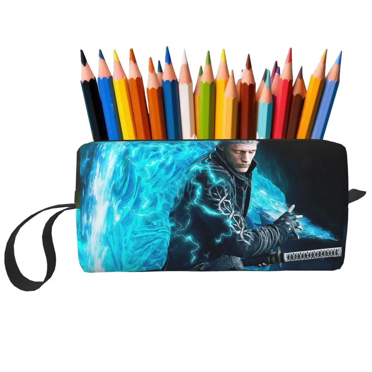 Vergil From The Devil May Cry Series Makeup Bag Cosmetic OrganizerToiletry Cosmetic Bag for Women Beauty Travel Pencil Case