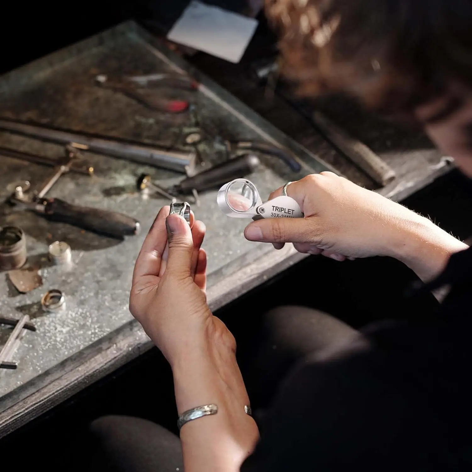 10X 20X 30X الثلاثي الطاقة مجوهرات العدسة مجموعة للطي جيب عدسة مكبرة للأحجار الكريمة عملات الساعات الفولاذ المقاوم للصدأ مع صندوق #3
