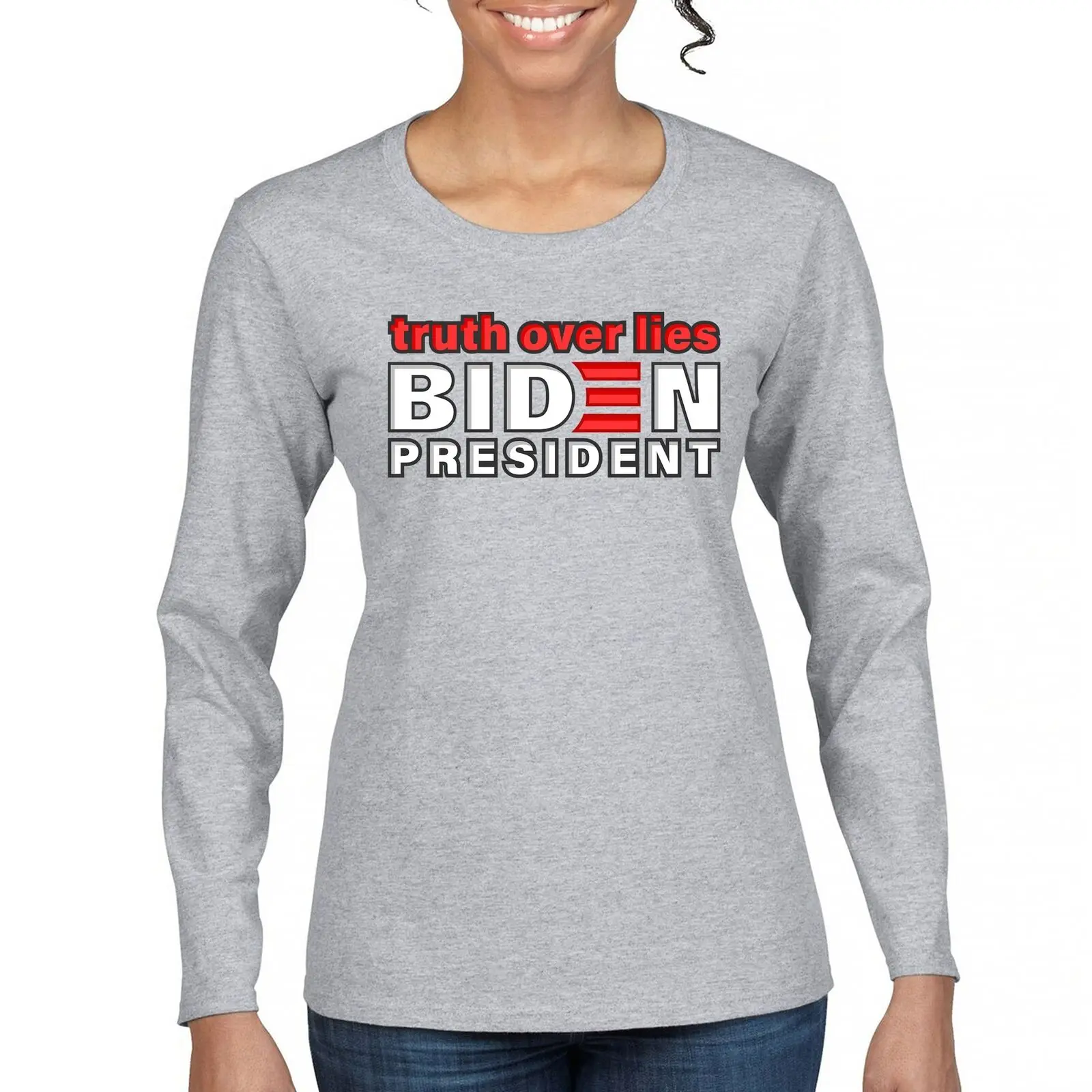 Truth Over Lies Biden for President Women's Long Sleeve T-shirt Uncle Joe 2020