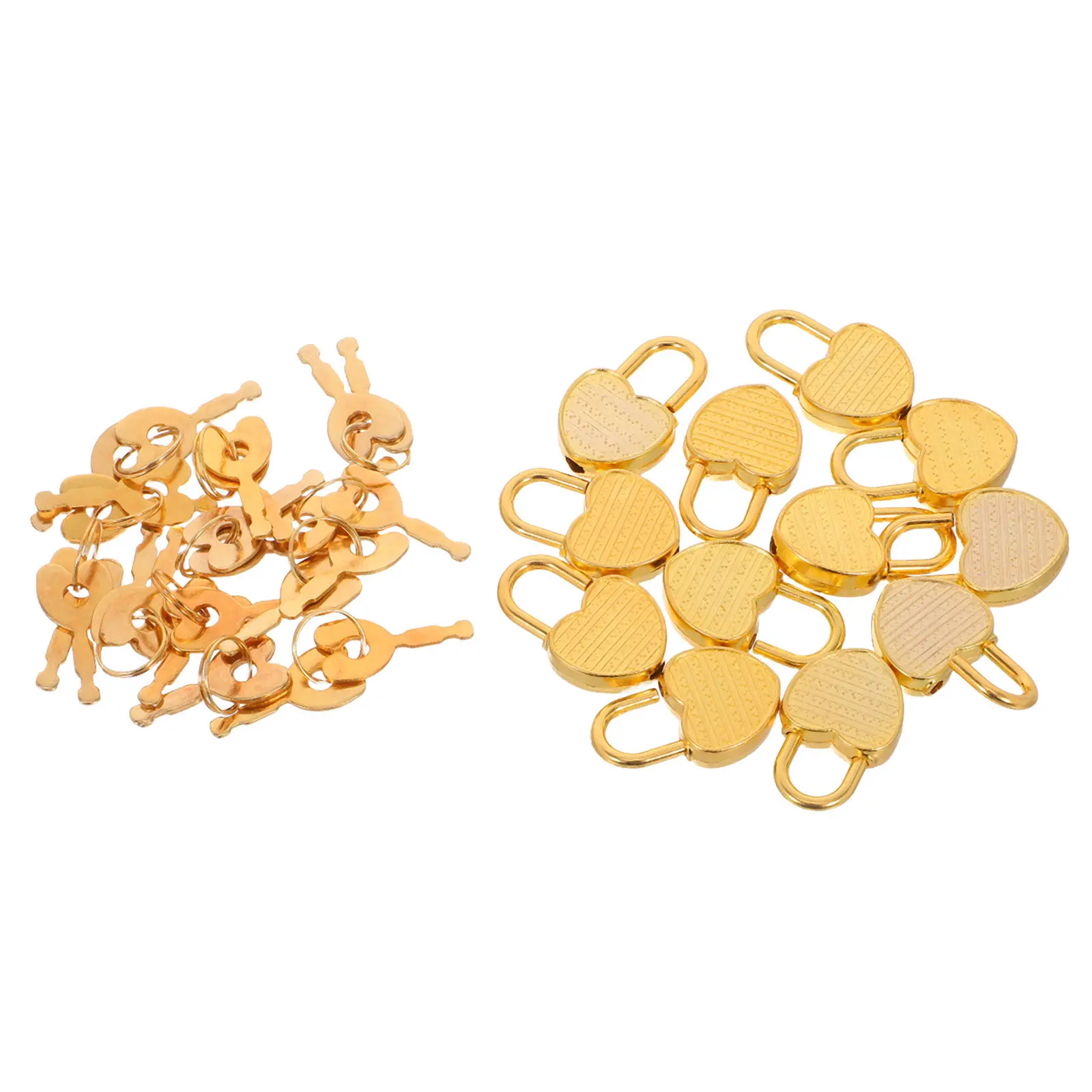 12Sets Metal Heart Shape Mini Padlock For Travel Lock Notebook Security Journal Lockable Diary Shaped Gold