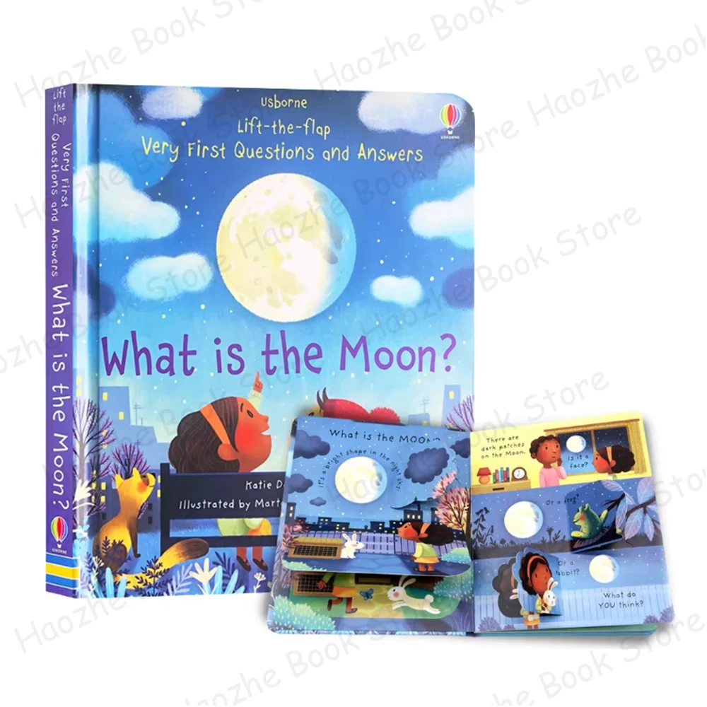 Very First Questions and Answers:  What Is The Moon Usborne Lift the flap Children's Activity English Learning Book Montessori