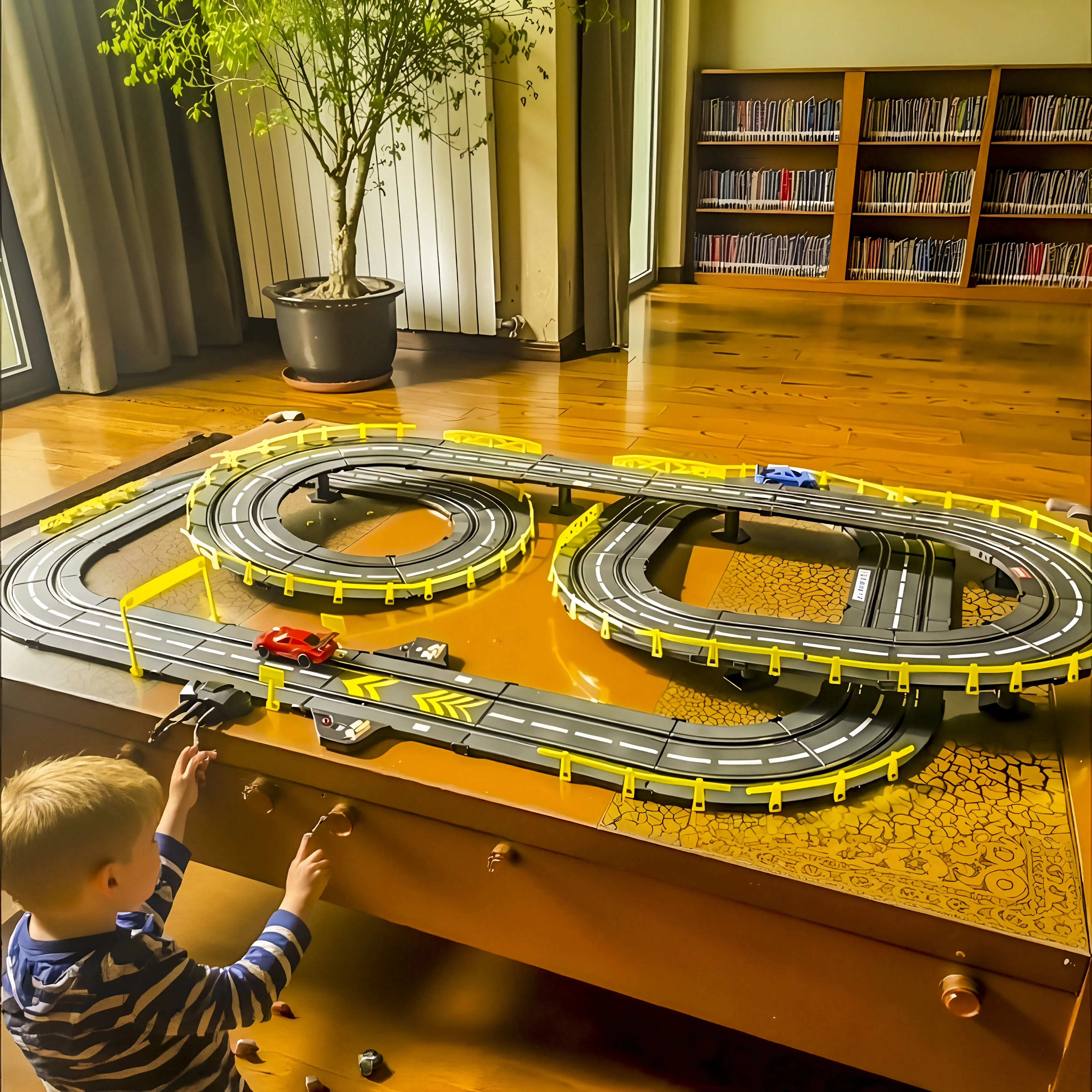 

Children's Electric Double Remote Control Track Racing Toy Two Person Racing Competition Four-Wheel Drive Car Large Track Boys