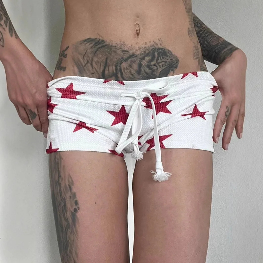 

Personalized Pentagram Print High Waist Slim Fit Hot Pants Spicy Girl Hip Lifting and Waist Strap Shorts