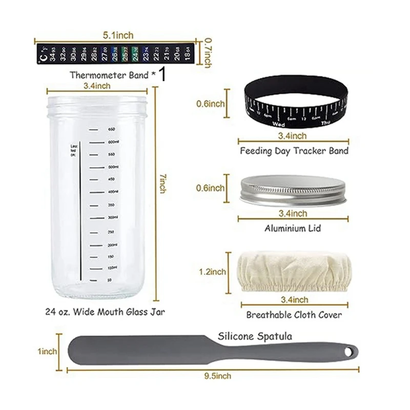 1Set Luftdichtes Glas, natürliches Gärglas mit Deckel und Waage, Teig-Gärungsset