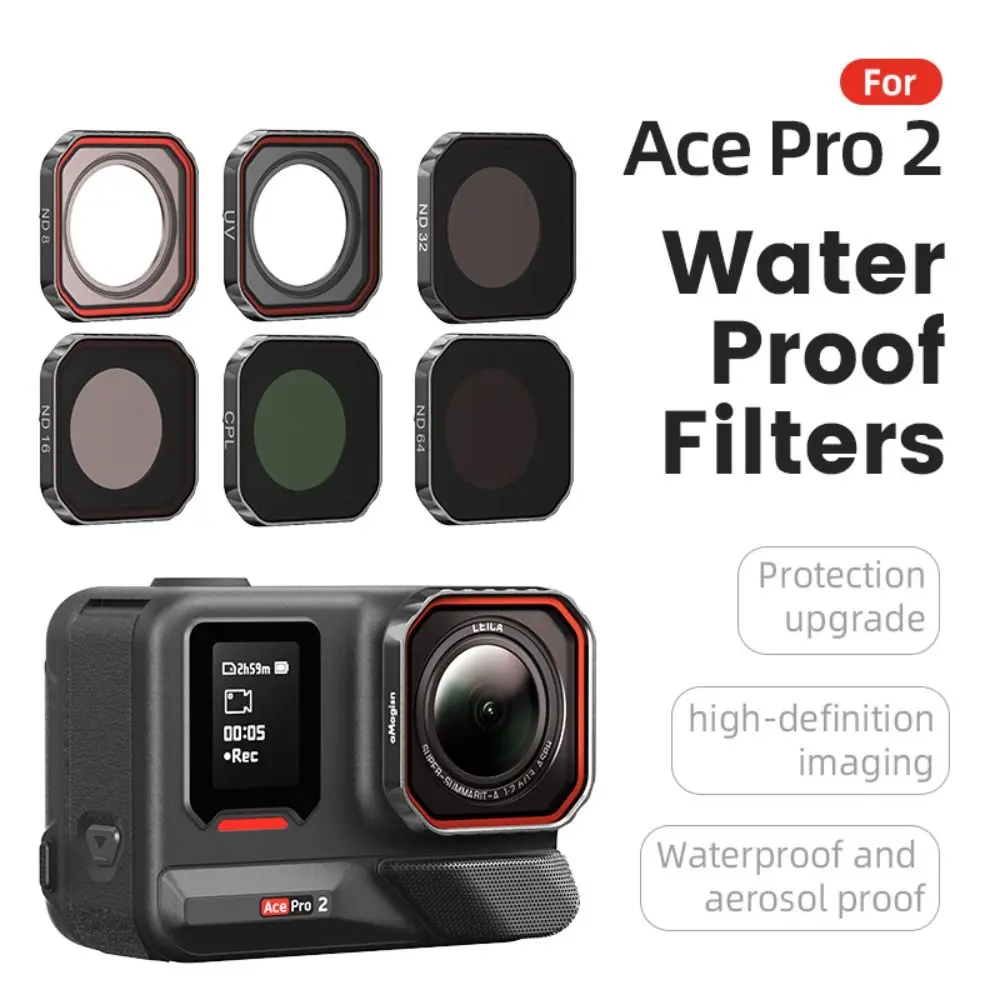 Waterproof Lens Filters Optical Glass CPL UV ND Filter Set Protective ND 8 16 32 64 Action Camera Filters for Insta360 Ace Pro 2