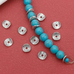 50pcs/Lot Simple Wire Drawing Irregular Round Spacers 8mm Antique Crafts Tibetan Silver Thin Beads Separation DIY Jewelry Making