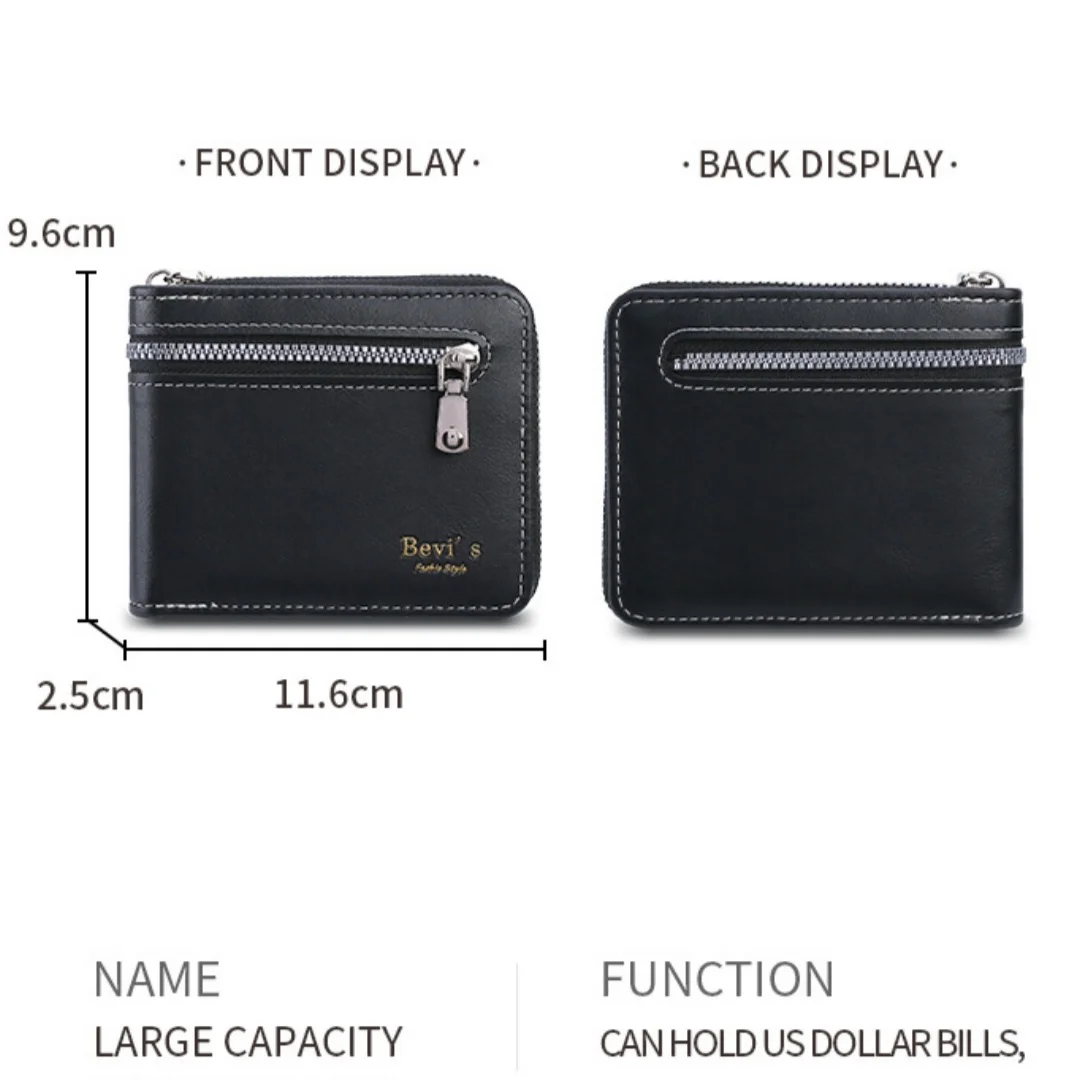 محفظة رجالية ذات سعة كبيرة وسحاب وحامل بطاقات ومحفظة كلاسيكية للسفر والعمل هدية