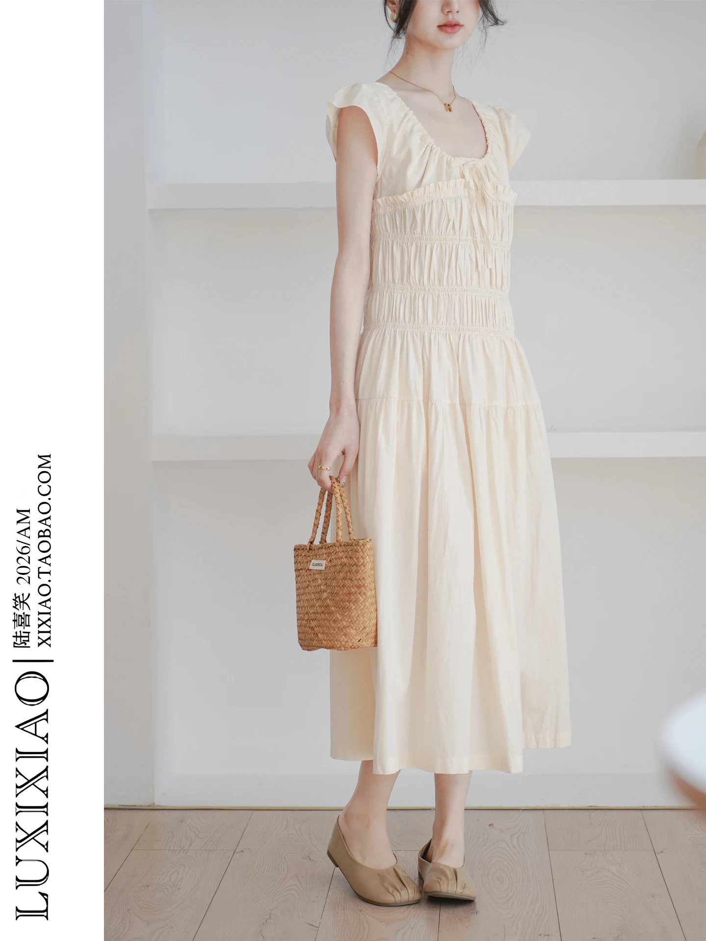 

Женское свободное платье LUXIXIAO А-силуэта в корейском стиле с круглым вырезом, элегантное длинное платье-юбка для лета, для работы и повседневной носки, модное, дышащее, комфортное