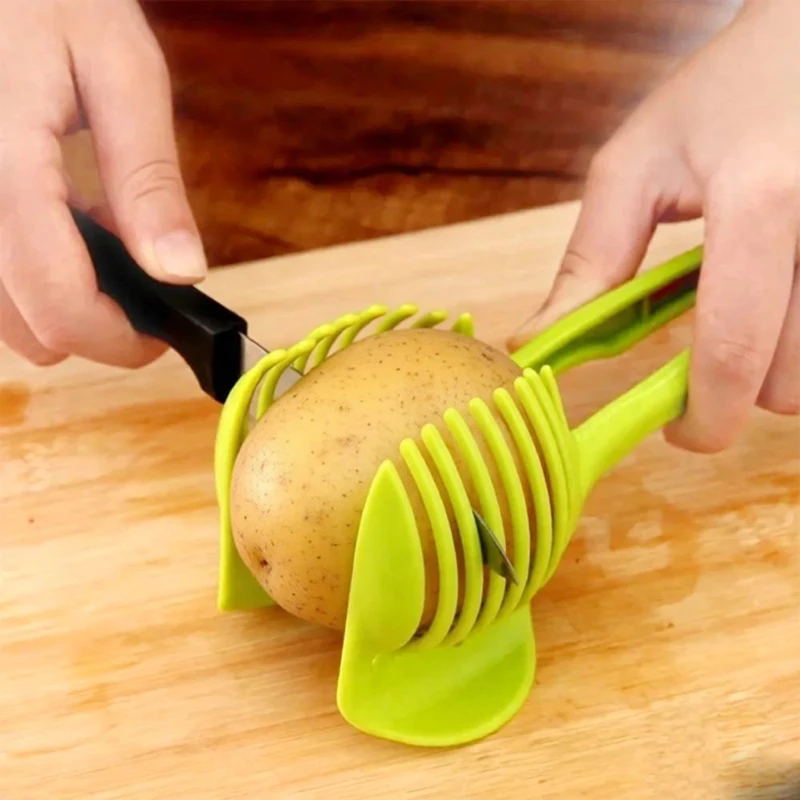 Handheld Stainless Steel Fruit Slicer - Kitchen Cutter for Tomatoes Lemons Oranges Onions - Handy Kitchen Accessory for Easy Cut
