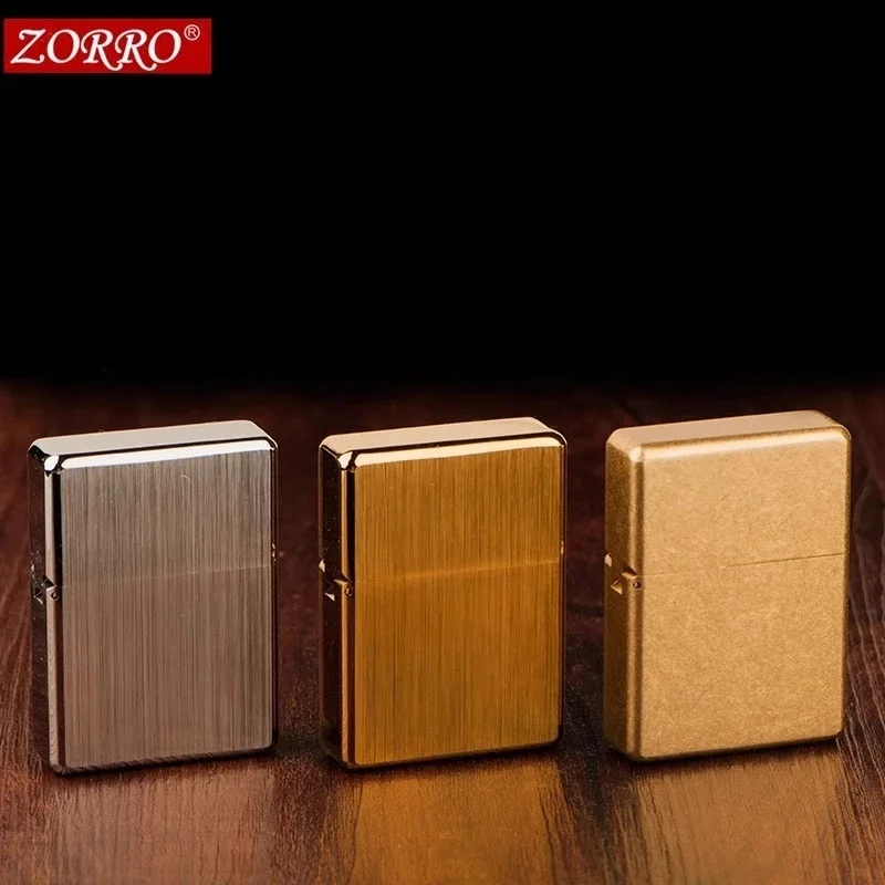 ZORRO 912 ولاعة الكيروسين النحاسية/التيتانيوم المقاومة للرياح؛ 3/5 ولاعة بنزين معدنية مفصلية هدية للرجال 150 جرام