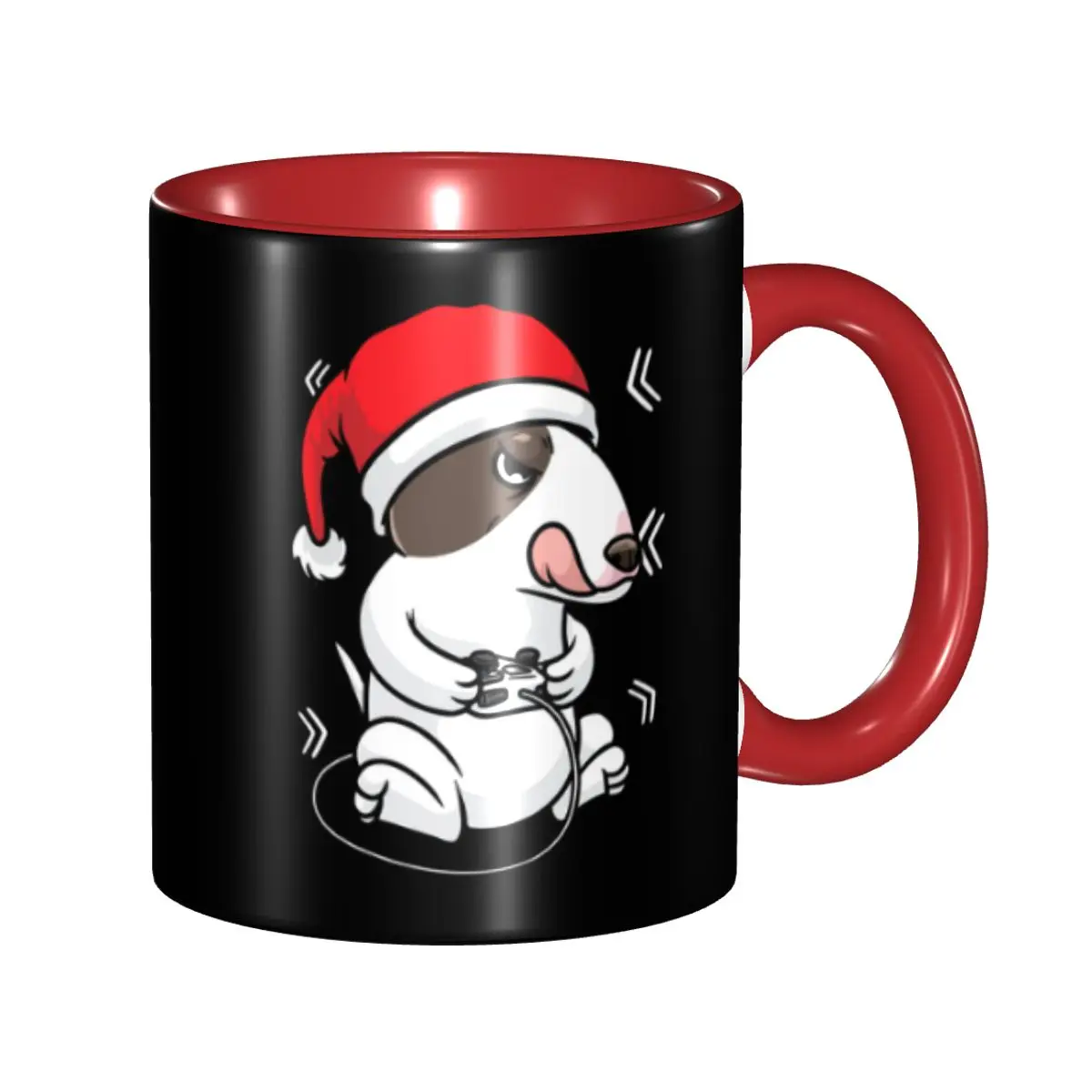 

Christmas Miniature Bull Terrier Dog Video Game Coffee Mug DIY Personalized Ceramic Mug Creative Present
