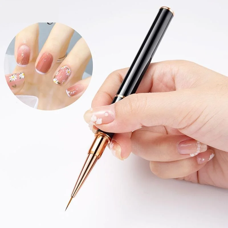 Cabeça dupla forro da arte do prego pintura escova fina listra linha desenho acrílico diy uv gel fototerapia escovas acessórios de manicure