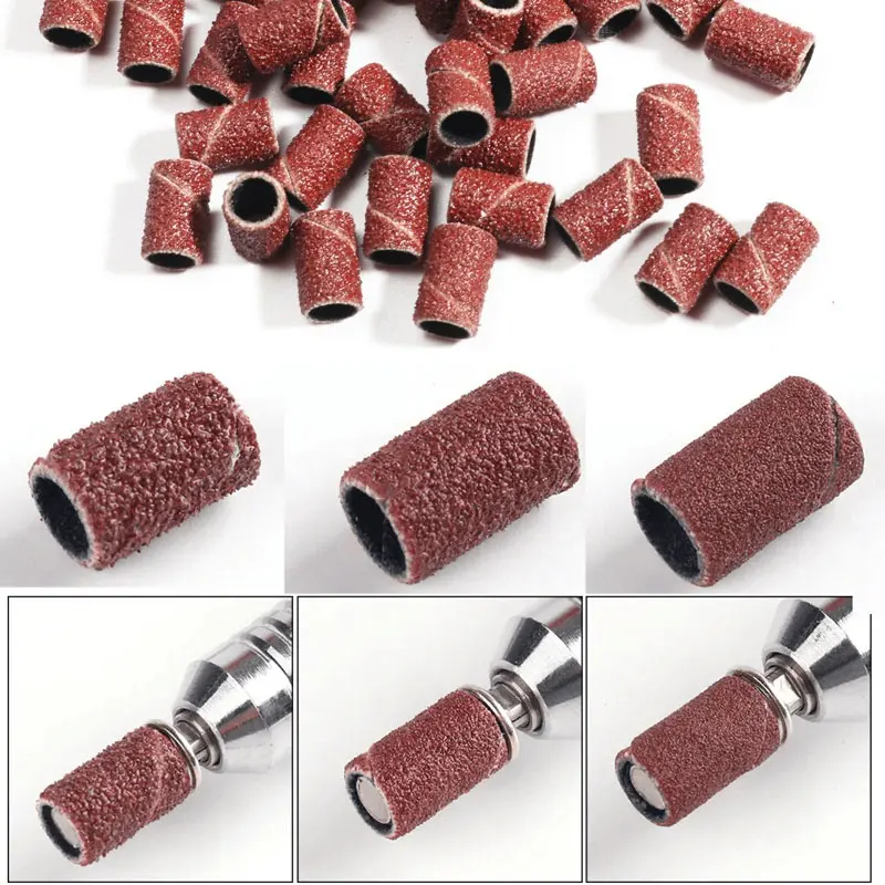 100 Stücke Schleifbänder Mit 1 Stücke Metallschaft Set Nagelbohrer Zum Entfernen Nagellack Gel Abgestorbene Haut Schwielen Cutter Bohrer – Detail 4